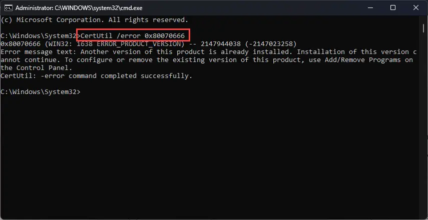 Microsoft Error Code or error messages