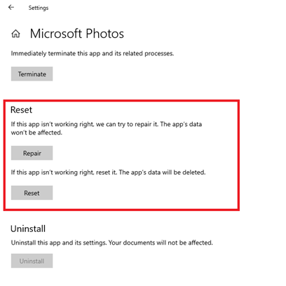 Reset or Repair Windows Default Photo Viewer 